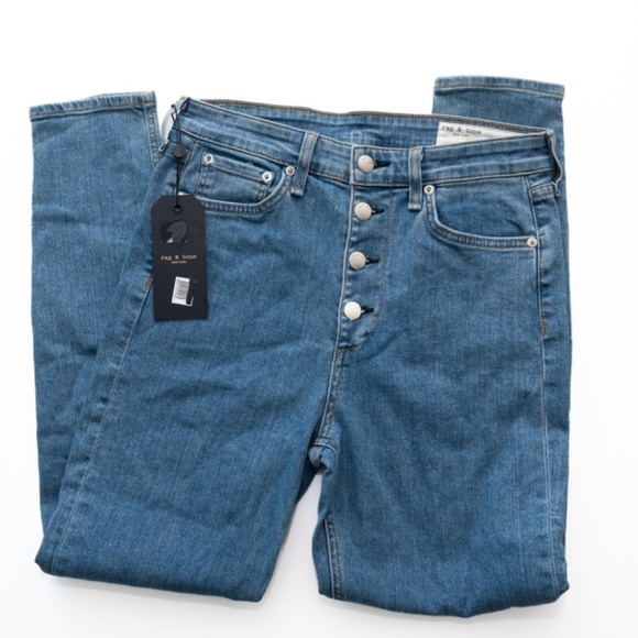 Rag & Bone. Nina High-Rise Button-Fly Skinny Jeans. - Picture 7 of 11